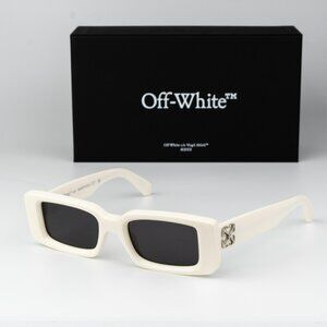 Off-White ARTHUR Women Sunglasses White Grey Square OERI127 0107 NEW AUTHENTIC